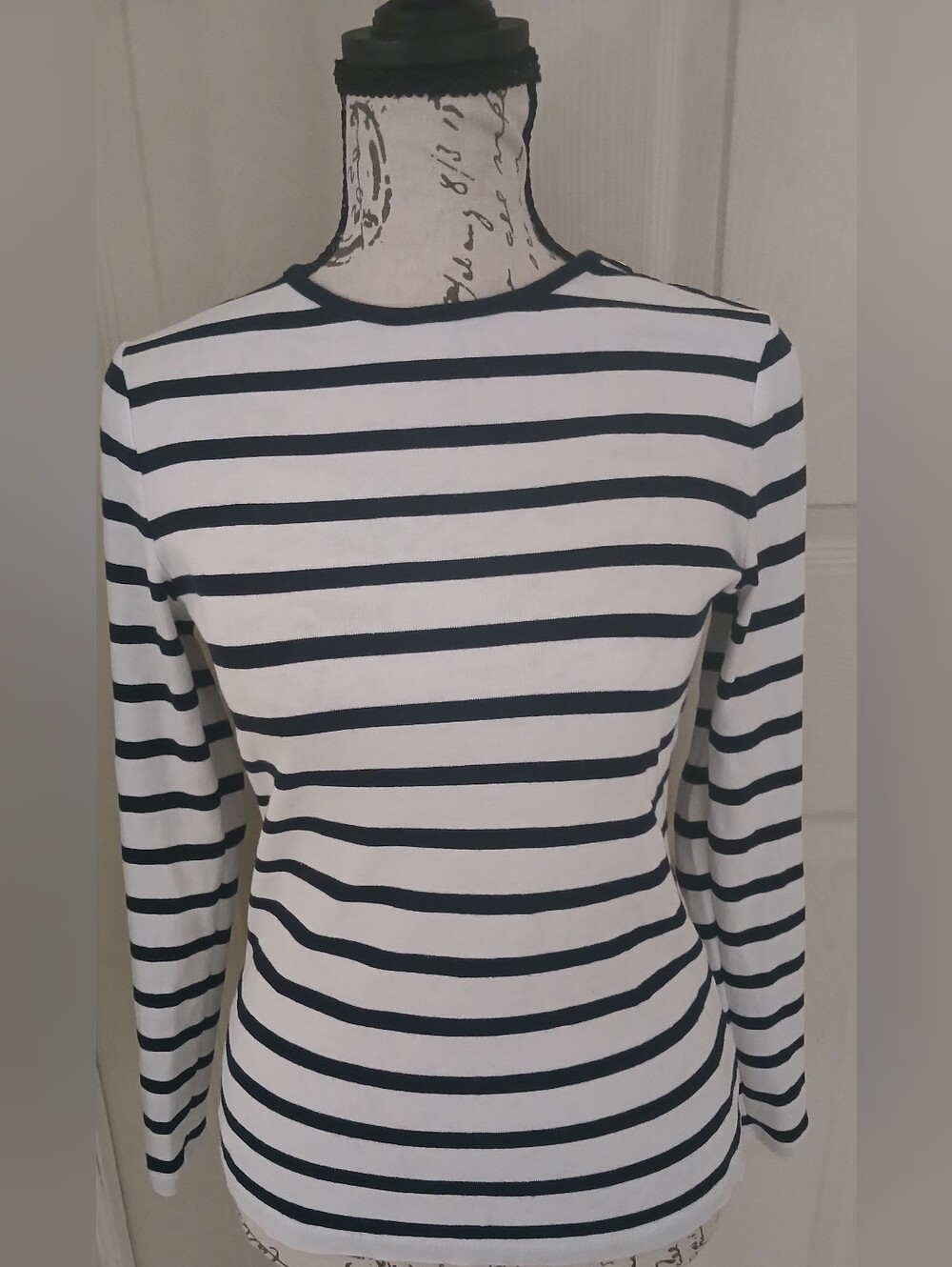 Ralph Lauren Black and White Striped Long-Sleeve Tee